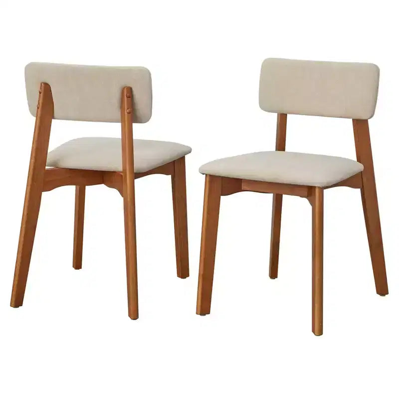 Lot de 2 chaises de salle à manger modernes du milieu du siècle Nettie en noyer/beige Buylateral