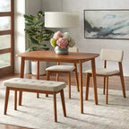 Lot de 2 chaises de salle à manger modernes du milieu du siècle Nettie en noyer/beige Buylateral