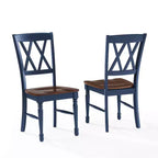 Crosley Shelby, ensemble de 2 chaises de salle à manger, marine : Cadre en bois d'hévéa, sans accoudoirs, style campagnard traditionnel.