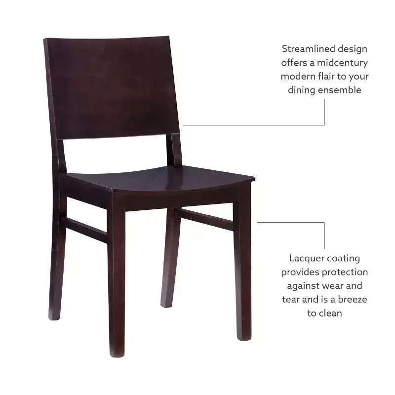 Lot de 2 chaises d'appoint à dossier moderne Devin marron - Linon : Structure en hêtre, Style Mid-century, Aucun assemblage requis