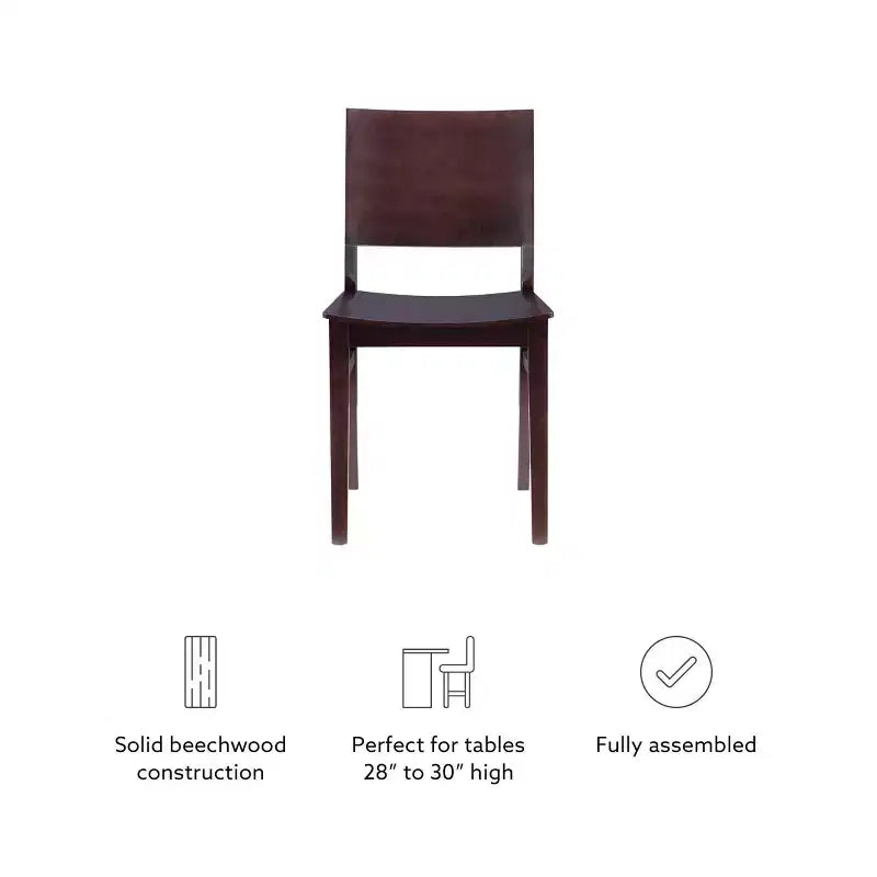 Lot de 2 chaises d'appoint à dossier moderne Devin marron - Linon : Structure en hêtre, Style Mid-century, Aucun assemblage requis