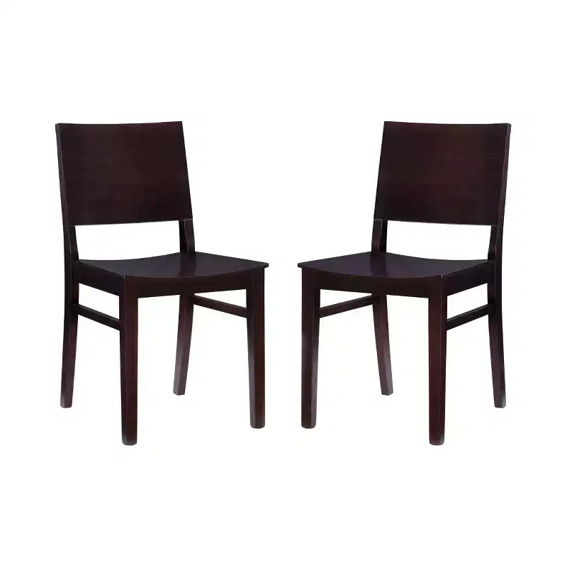 Lot de 2 chaises d'appoint à dossier moderne Devin marron - Linon : Structure en hêtre, Style Mid-century, Aucun assemblage requis