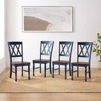 Crosley Shelby 4pc Dining Chair Set Navy: Traditional Design, Rubberwood Frame, X-Back