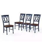 Ensemble de 4 chaises de salle à manger Crosley Shelby, bleu marine : design traditionnel, cadre en bois d'hévéa, dossier en X