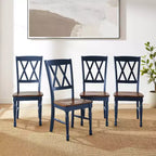 Ensemble de 4 chaises de salle à manger Crosley Shelby, bleu marine : design traditionnel, cadre en bois d'hévéa, dossier en X