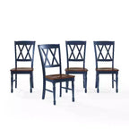 Ensemble de 4 chaises de salle à manger Crosley Shelby, bleu marine : design traditionnel, cadre en bois d'hévéa, dossier en X