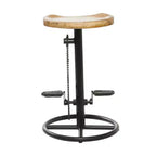 Olivia & May Tabouret de bar à hauteur de comptoir en métal industriel marron : rond, sans dossier, cadre en fer, hauteur fixe
