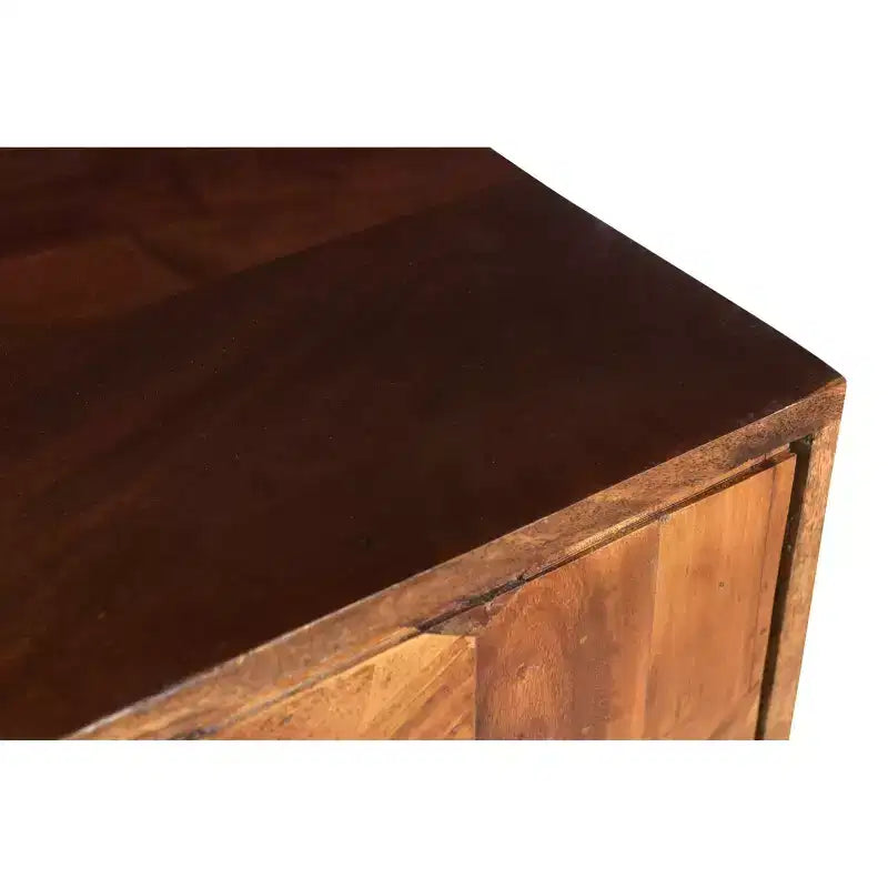 Meuble en bois à 2 portes Chevron marron - Timbergirl : Détails sculptés, Aucun assemblage requis, 101 cm de large