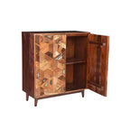 Meuble en bois à 2 portes Chevron marron - Timbergirl : Détails sculptés, Aucun assemblage requis, 101 cm de large