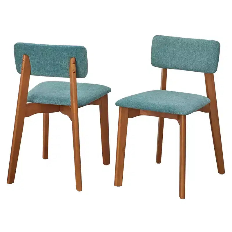 Ensemble de salle à manger moderne 4 pièces Buylateral Nettie du milieu du siècle avec banc Noyer/Bleu sarcelle