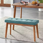 Ensemble de salle à manger moderne 4 pièces Buylateral Nettie du milieu du siècle avec banc Noyer/Bleu sarcelle
