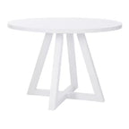 Powell Shelby Solid Wood Round Dining Table White: Seats 4, Lacquered Pedestal Base, 44" Width