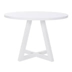 Table de salle à manger ronde en bois massif Shelby Powell, blanche : 4 places, piètement en colonne laqué, 112 cm de largeur