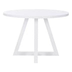 Table de salle à manger ronde en bois massif Shelby Powell, blanche : 4 places, piètement en colonne laqué, 112 cm de largeur