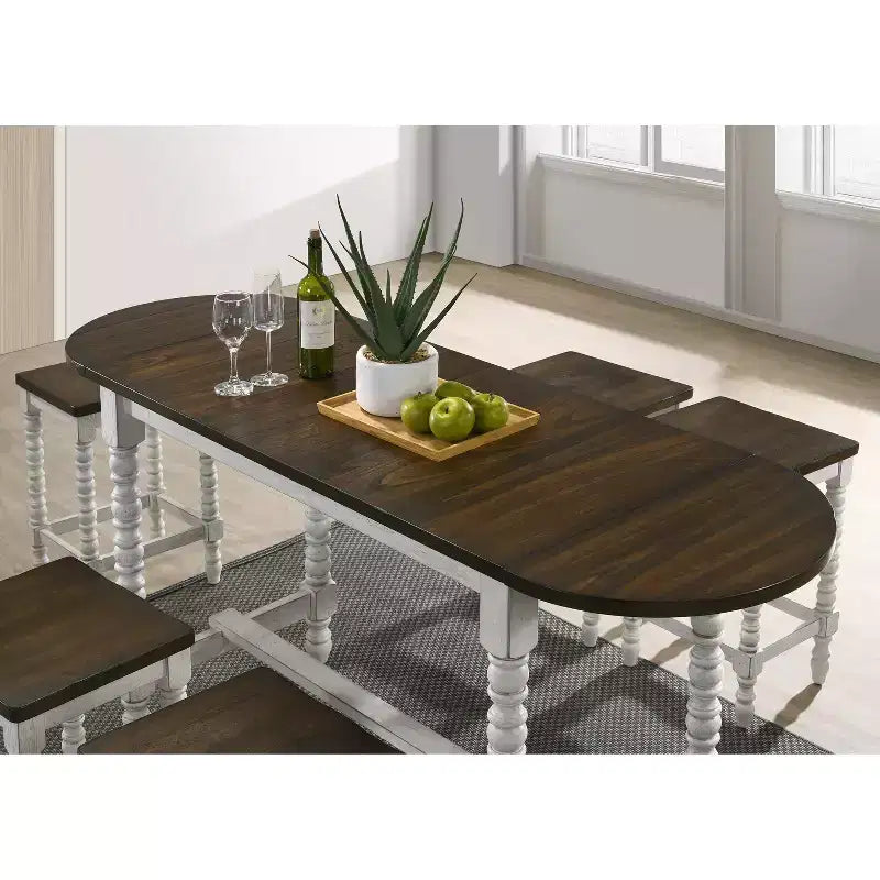 Table de salle à manger style rustique Nolte de 71 po avec rallonge - miBasics
