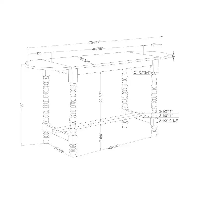 Table de salle à manger style rustique Nolte de 71 po avec rallonge - miBasics