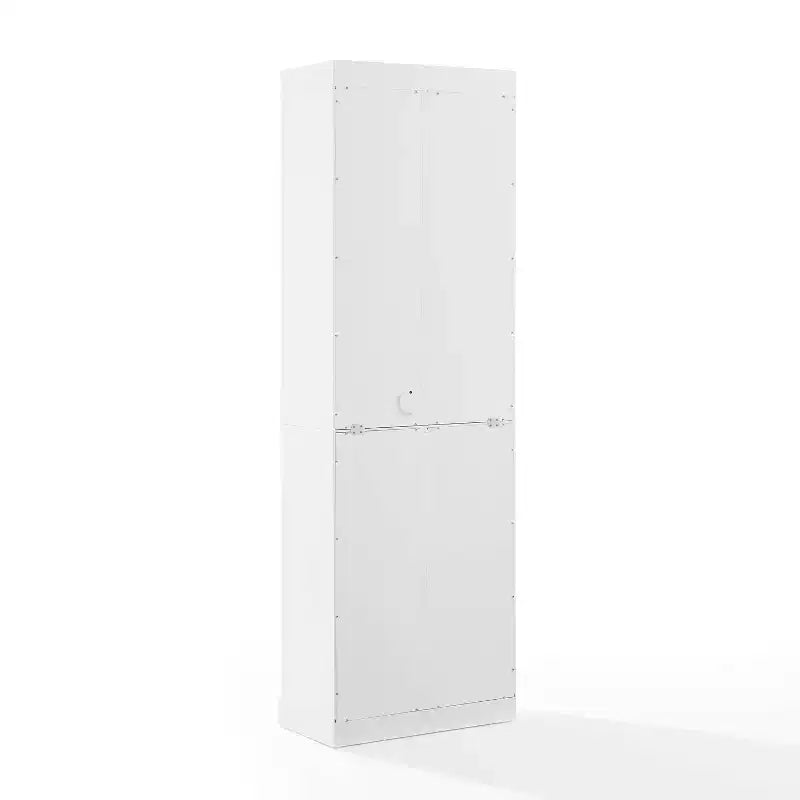 Crosley 78" Stanton Ensemble meuble de bar 2 pièces blanc : style ferme traditionnel avec étagères réglables, porte-verres