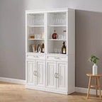 Crosley 78" Stanton Ensemble meuble de bar 2 pièces blanc : style ferme traditionnel avec étagères réglables, porte-verres