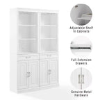 Crosley 78" Stanton Ensemble meuble de bar 2 pièces blanc : style ferme traditionnel avec étagères réglables, porte-verres