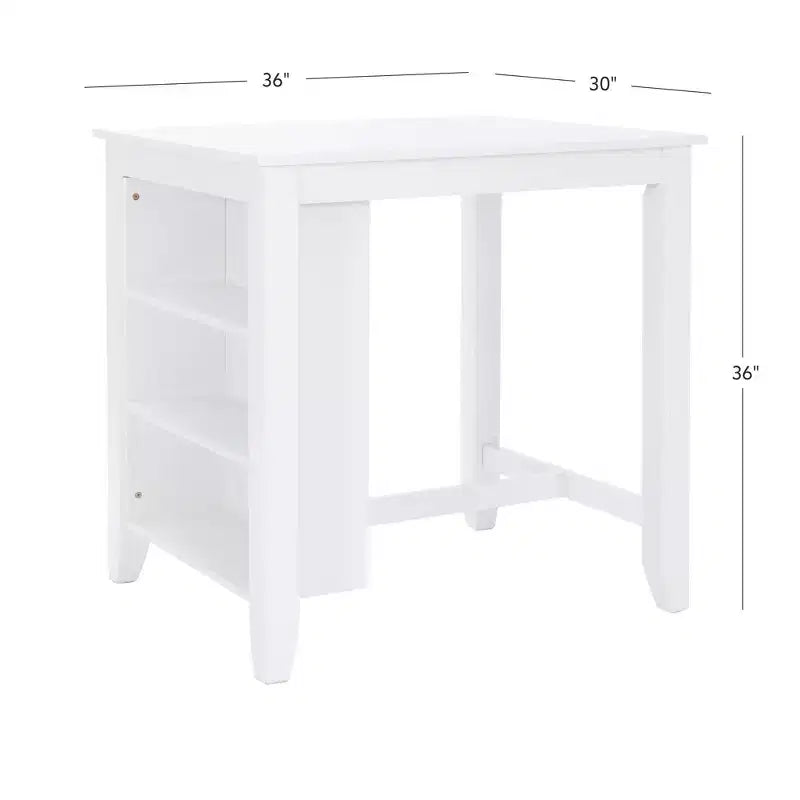 Table de comptoir Shelby en bois massif peu encombrante, blanc - Powell