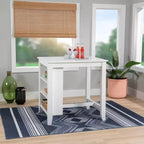 Table de comptoir Shelby en bois massif peu encombrante, blanc - Powell