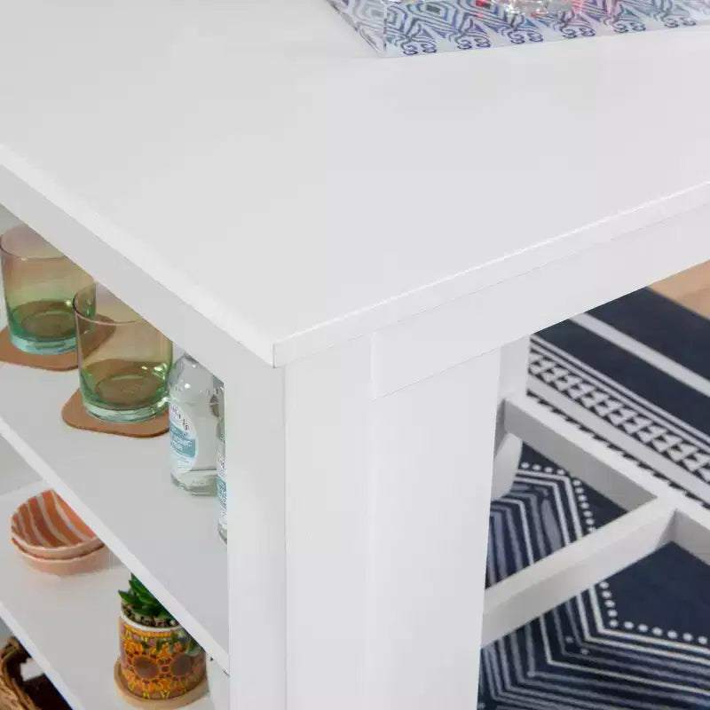 Table de comptoir Shelby en bois massif peu encombrante, blanc - Powell