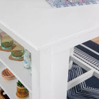 Table de comptoir Shelby en bois massif peu encombrante, blanc - Powell