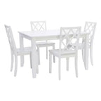 5pc Harleau Solid Wood Dining Set White - Powell: Rectangle Table, 4 Chairs, Nautical Style