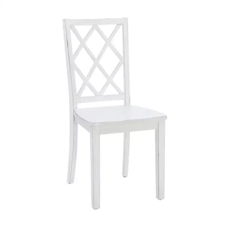 Ensemble de salle à manger 5 pièces en bois massif Harleau Blanc - Powell : Table rectangulaire, 4 chaises, style nautique