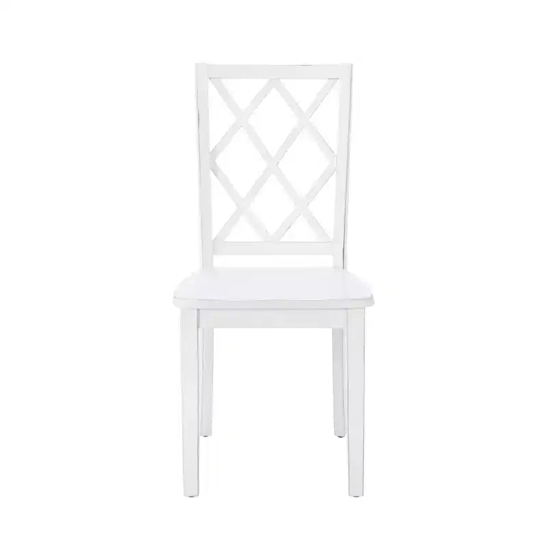 Ensemble de salle à manger 5 pièces en bois massif Harleau Blanc - Powell : Table rectangulaire, 4 chaises, style nautique