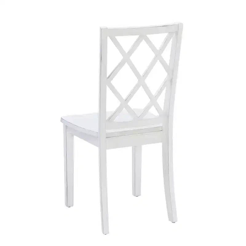 Ensemble de salle à manger 5 pièces en bois massif Harleau Blanc - Powell : Table rectangulaire, 4 chaises, style nautique