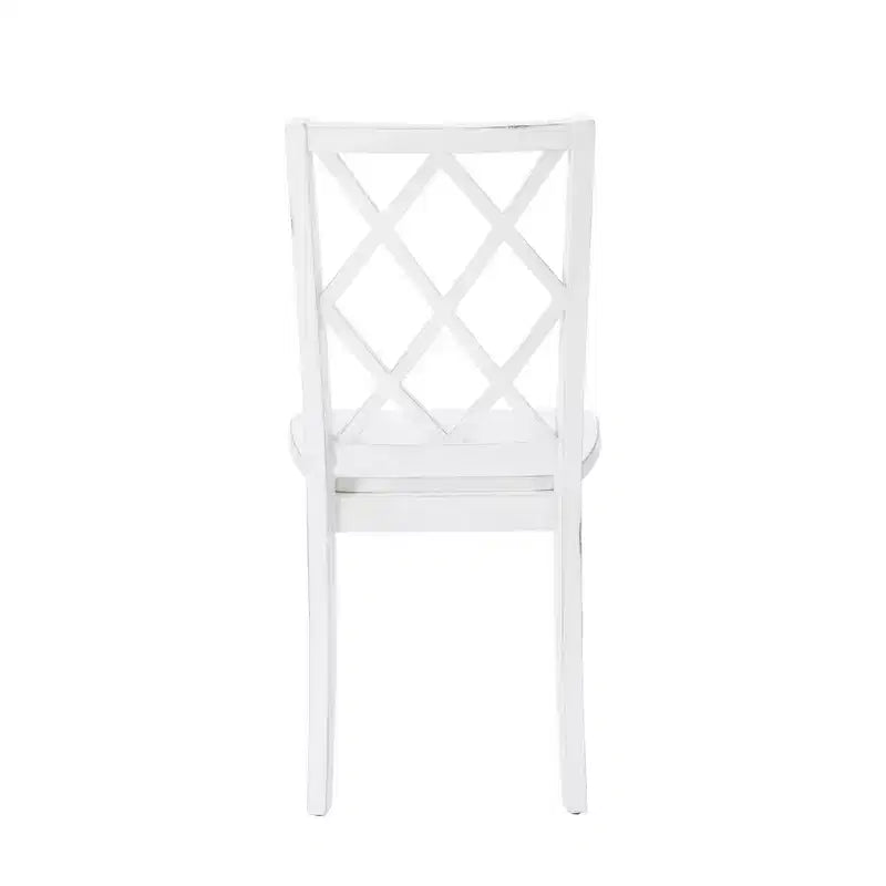 Ensemble de salle à manger 5 pièces en bois massif Harleau Blanc - Powell : Table rectangulaire, 4 chaises, style nautique