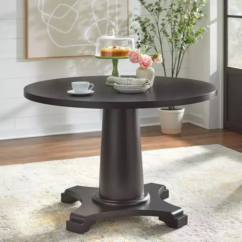 Table à manger ronde sur pied Buylateral Atwood 45 po, noir mat