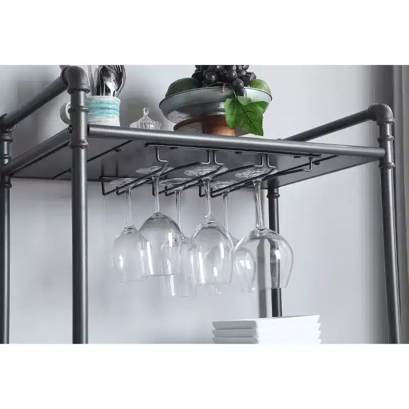 Porte-bouteilles Brantley 26" fini Chêne Antique et Gris Sable - Acme Furniture