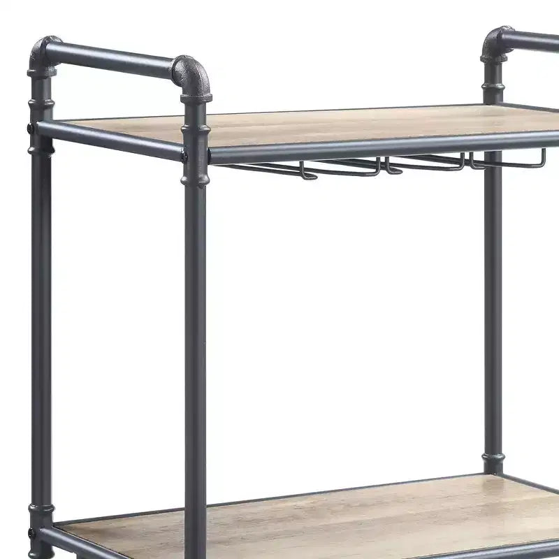 Porte-bouteilles Brantley 26" fini Chêne Antique et Gris Sable - Acme Furniture