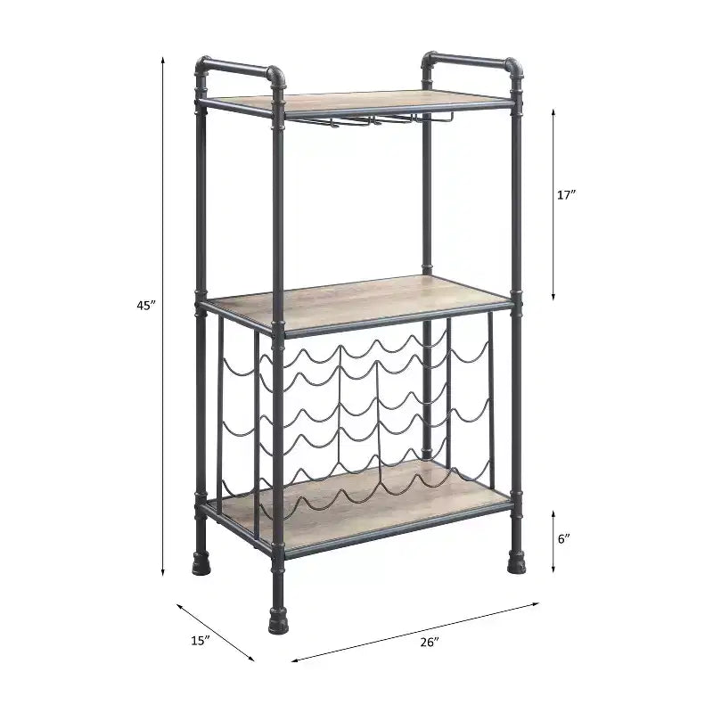 Porte-bouteilles Brantley 26" fini Chêne Antique et Gris Sable - Acme Furniture