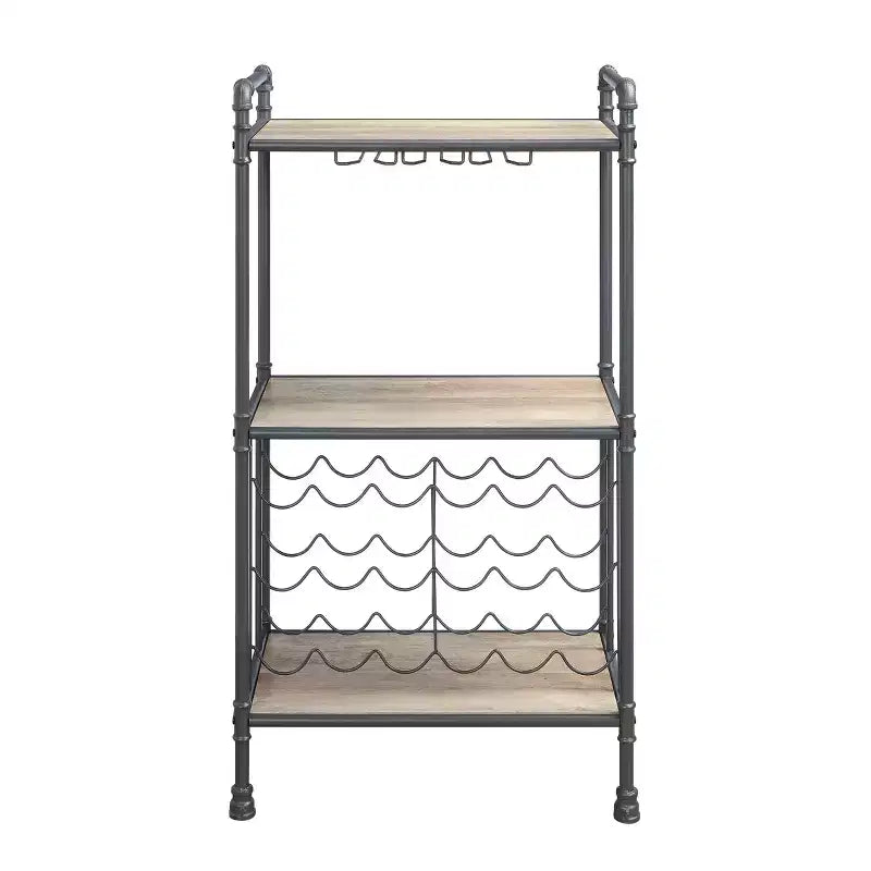 Porte-bouteilles Brantley 26" fini Chêne Antique et Gris Sable - Acme Furniture