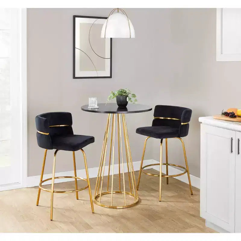 Table de comptoir LumiSource Canary en MDF or/noir