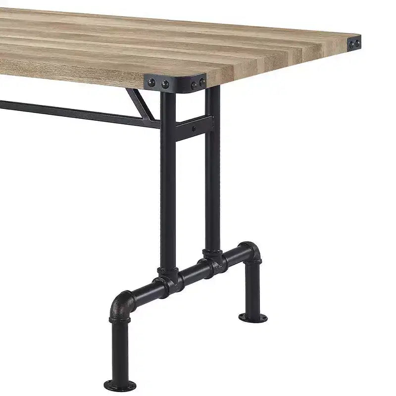 Tables de salle à manger Edina 64 po chêne et noir sablé - Acme Furniture