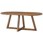 Lifestorey Valissa Modern Oval Trestle Dining Table Walnut
