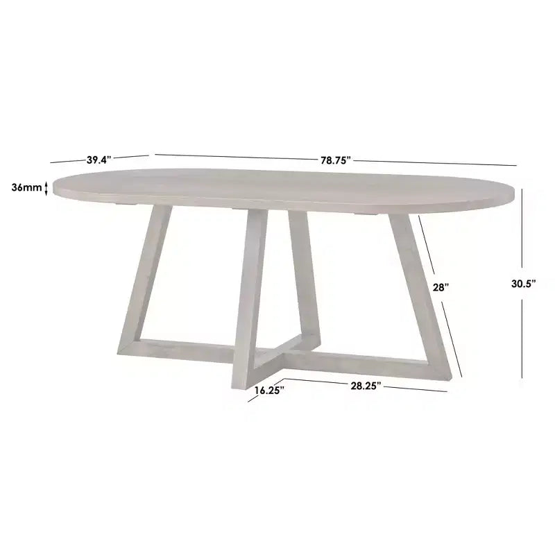 Lifestorey Valissa Table à manger ovale moderne sur tréteaux Noyer