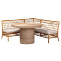 bali & pari 4pc Adalina Rattan Dining Nook Set: Plush Cushions, Round Table, No Assembly Required