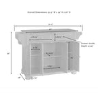 Îlot de cuisine/Chariot de cuisine pleine grandeur Alexandria Stone Top Cerise/Blanc - Crosley : Cadre en bois, Surface en granite, 4 Portes, 5 Tiroirs