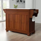 Îlot de cuisine/Chariot de cuisine pleine grandeur Alexandria Stone Top Cerise/Blanc - Crosley : Cadre en bois, Surface en granite, 4 Portes, 5 Tiroirs