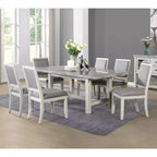 Ensemble de salle à manger 7 pièces Canova Blanc vieilli - Steve Silver Co. : Chaises en velours gris, Table rectangulaire