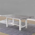 Ensemble de salle à manger 7 pièces Canova Blanc vieilli - Steve Silver Co. : Chaises en velours gris, Table rectangulaire