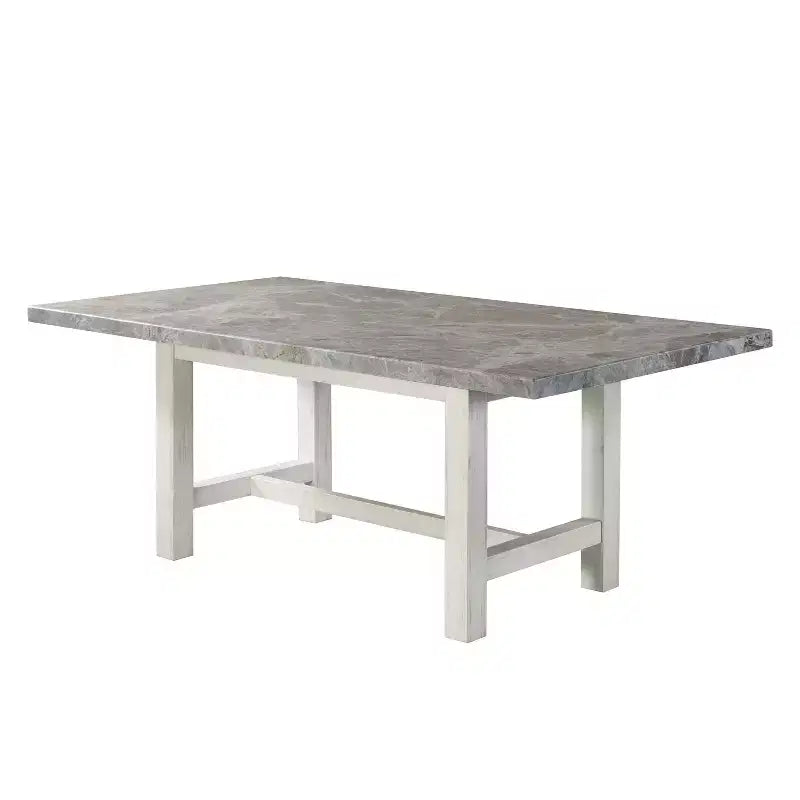 Ensemble de salle à manger 7 pièces Canova Blanc vieilli - Steve Silver Co. : Chaises en velours gris, Table rectangulaire