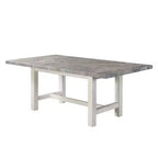 Ensemble de salle à manger 7 pièces Canova Blanc vieilli - Steve Silver Co. : Chaises en velours gris, Table rectangulaire