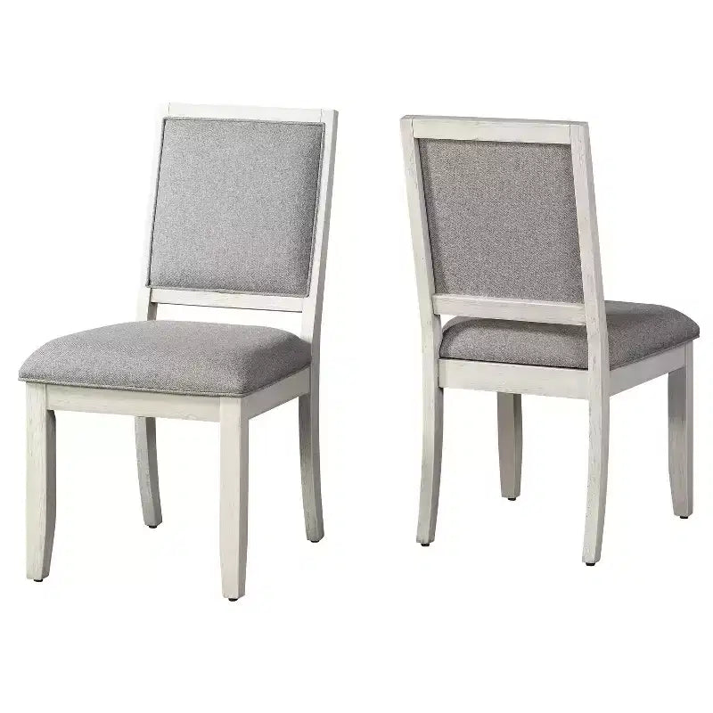 Ensemble de salle à manger 7 pièces Canova Blanc vieilli - Steve Silver Co. : Chaises en velours gris, Table rectangulaire