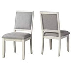 Ensemble de salle à manger 7 pièces Canova Blanc vieilli - Steve Silver Co. : Chaises en velours gris, Table rectangulaire